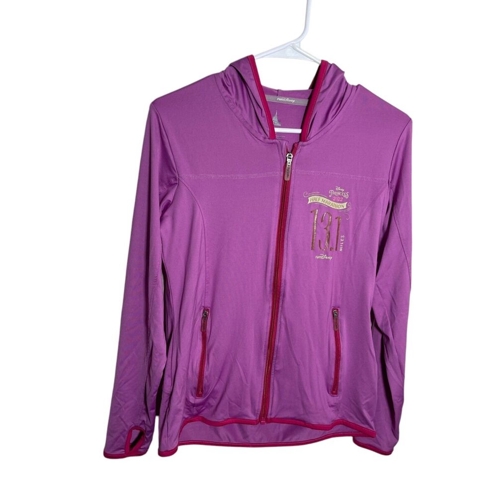 Disney Purple Zip-Up Hooded Sweatshirt with Pink Trim